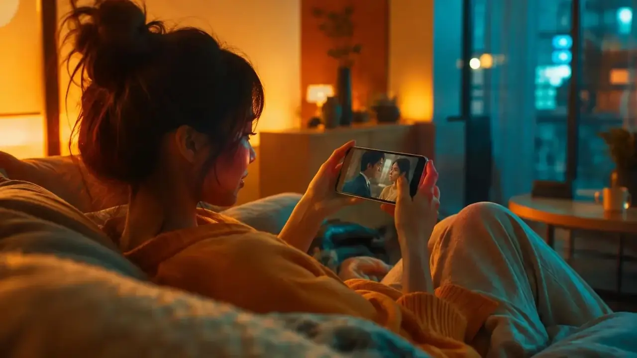 用户使用在线AI黄剧 App 追剧的场景